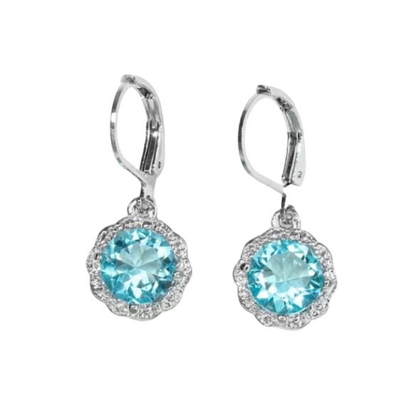 Jewelry - Light Blue Silver Toned Leverback Earrings